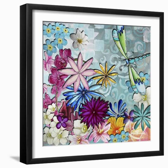 Aqua Brown Background Floral-Megan Aroon Duncanson-Framed Giclee Print