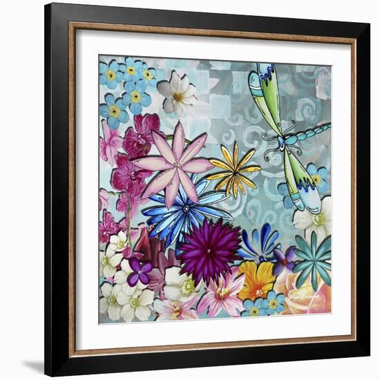 Aqua Brown Background Floral-Megan Aroon Duncanson-Framed Giclee Print