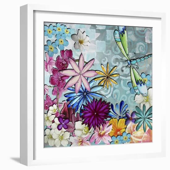 Aqua Brown Background Floral-Megan Aroon Duncanson-Framed Giclee Print