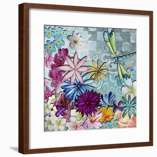 Aqua Brown Background Floral-Megan Aroon Duncanson-Framed Giclee Print
