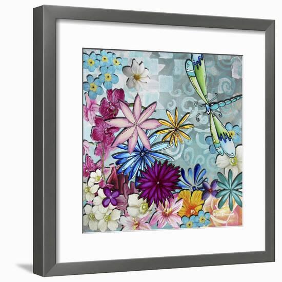 Aqua Brown Background Floral-Megan Aroon Duncanson-Framed Giclee Print