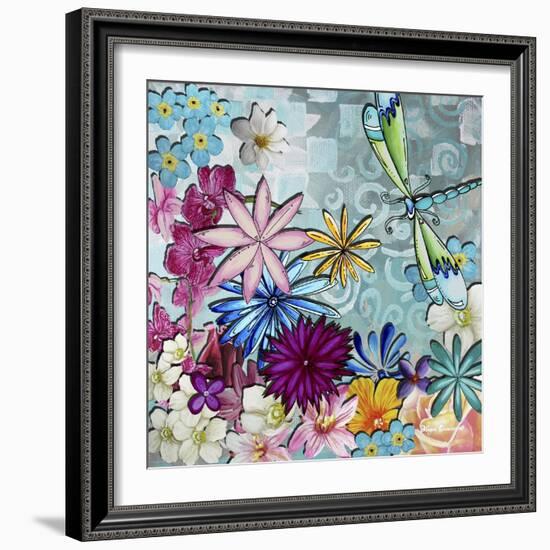 Aqua Brown Background Floral-Megan Aroon Duncanson-Framed Giclee Print