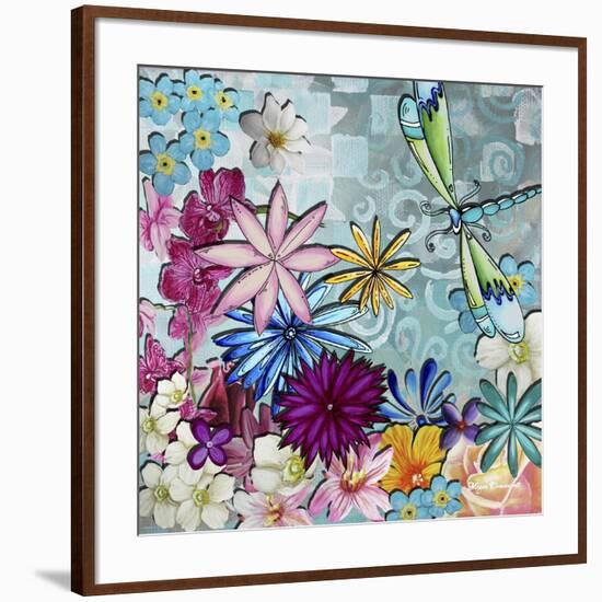 Aqua Brown Background Floral-Megan Aroon Duncanson-Framed Giclee Print