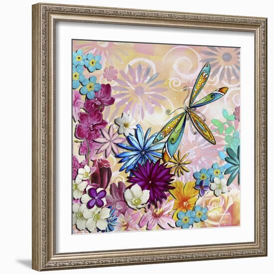 Aqua Brown Background Floral-Megan Aroon Duncanson-Framed Giclee Print