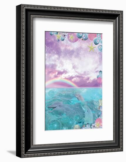 Aqua Dolphin-Alixandra Mullins-Framed Premium Giclee Print