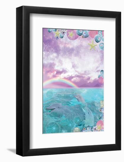 Aqua Dolphin-Alixandra Mullins-Framed Premium Giclee Print