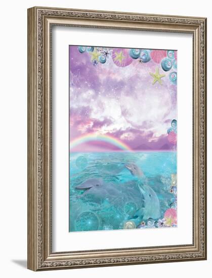 Aqua Dolphin-Alixandra Mullins-Framed Art Print