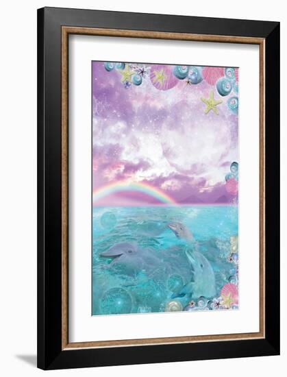 Aqua Dolphin-Alixandra Mullins-Framed Art Print