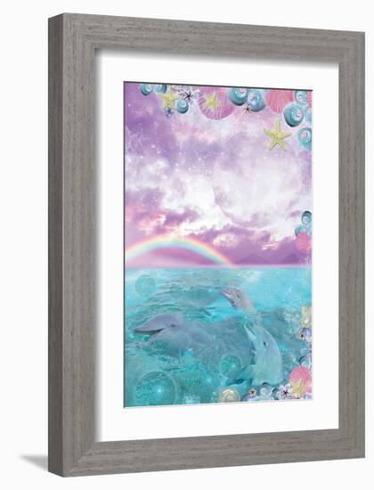 Aqua Dolphin-Alixandra Mullins-Framed Art Print