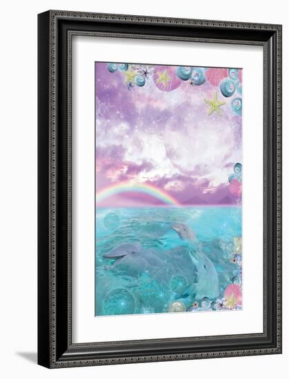 Aqua Dolphin-Alixandra Mullins-Framed Art Print