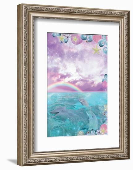 Aqua Dolphin-Alixandra Mullins-Framed Art Print