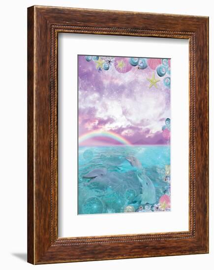 Aqua Dolphin-Alixandra Mullins-Framed Art Print