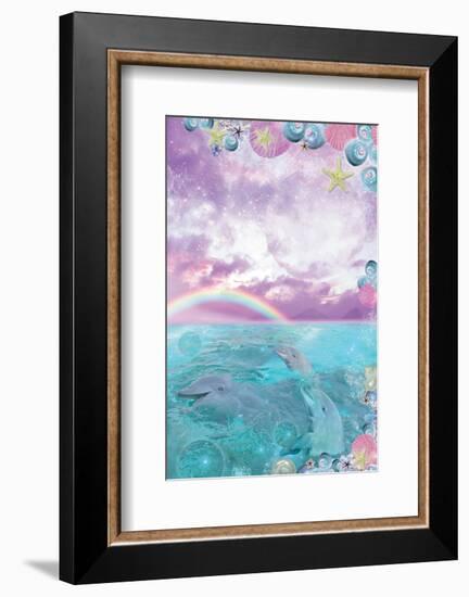 Aqua Dolphin-Alixandra Mullins-Framed Art Print