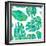 Aqua Leaves On White-Kat Papa-Framed Art Print