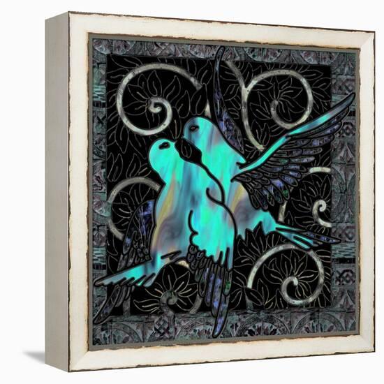 Aqua Lovebirds-Mindy Sommers-Framed Premier Image Canvas