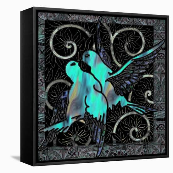 Aqua Lovebirds-Mindy Sommers-Framed Premier Image Canvas