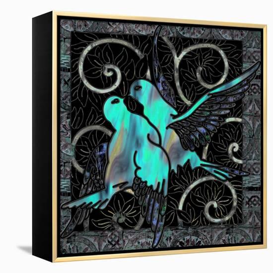 Aqua Lovebirds-Mindy Sommers-Framed Premier Image Canvas