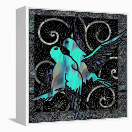 Aqua Lovebirds-Mindy Sommers-Framed Premier Image Canvas