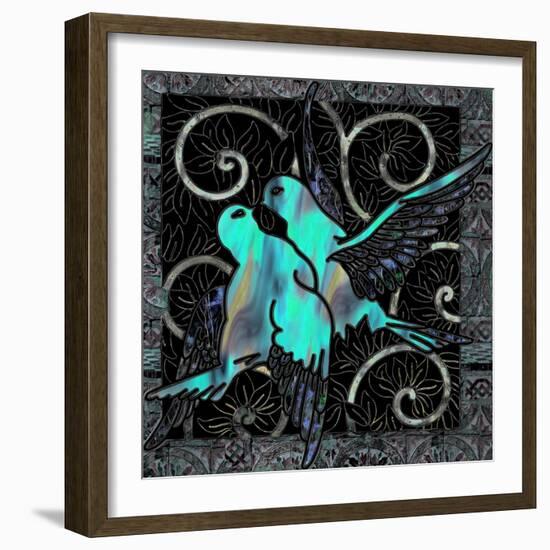 Aqua Lovebirds-Mindy Sommers-Framed Giclee Print