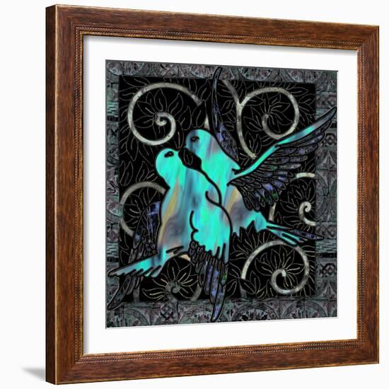 Aqua Lovebirds-Mindy Sommers-Framed Giclee Print