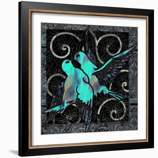Aqua Lovebirds-Mindy Sommers-Framed Giclee Print