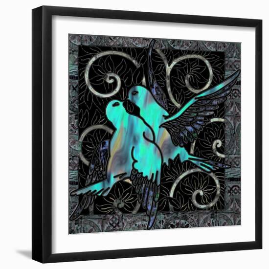 Aqua Lovebirds-Mindy Sommers-Framed Giclee Print