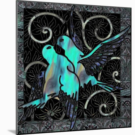 Aqua Lovebirds-Mindy Sommers-Mounted Giclee Print