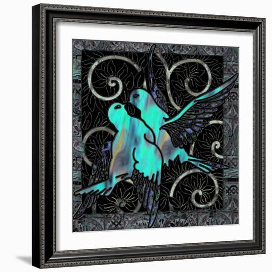 Aqua Lovebirds-Mindy Sommers-Framed Giclee Print