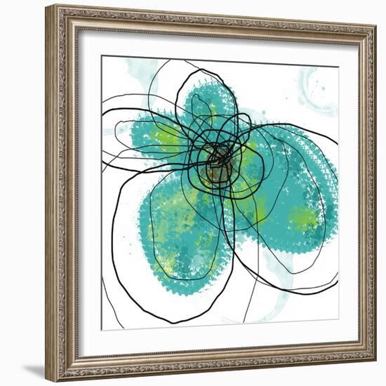 Aqua Petals-Jan Weiss-Framed Art Print