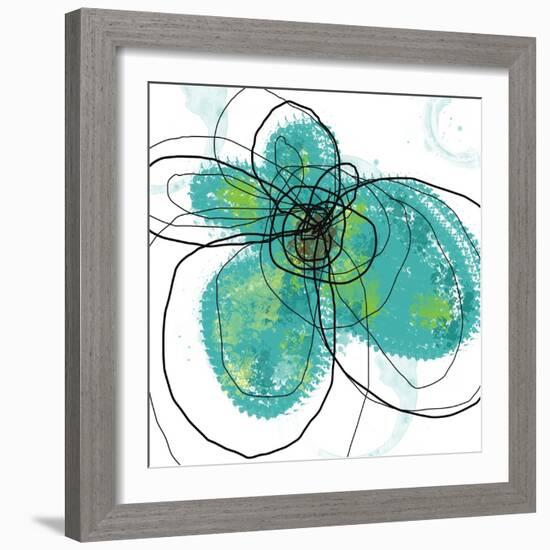 Aqua Petals-Jan Weiss-Framed Art Print