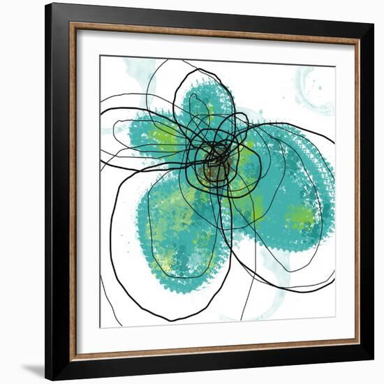 Aqua Petals-Jan Weiss-Framed Art Print