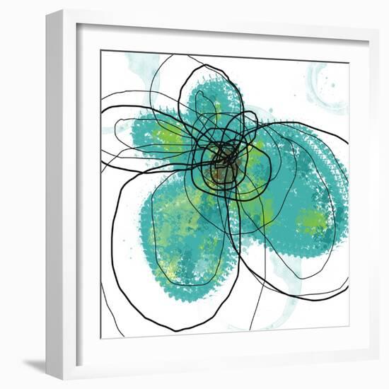 Aqua Petals-Jan Weiss-Framed Art Print