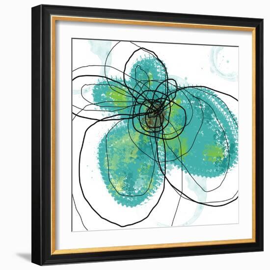 Aqua Petals-Jan Weiss-Framed Art Print