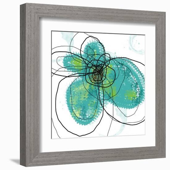 Aqua Petals-Jan Weiss-Framed Art Print