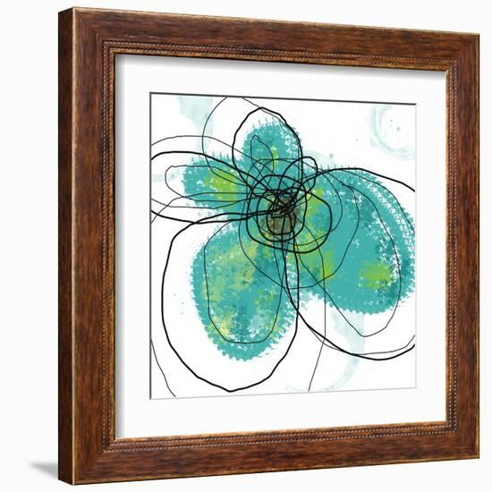 Aqua Petals-Jan Weiss-Framed Art Print