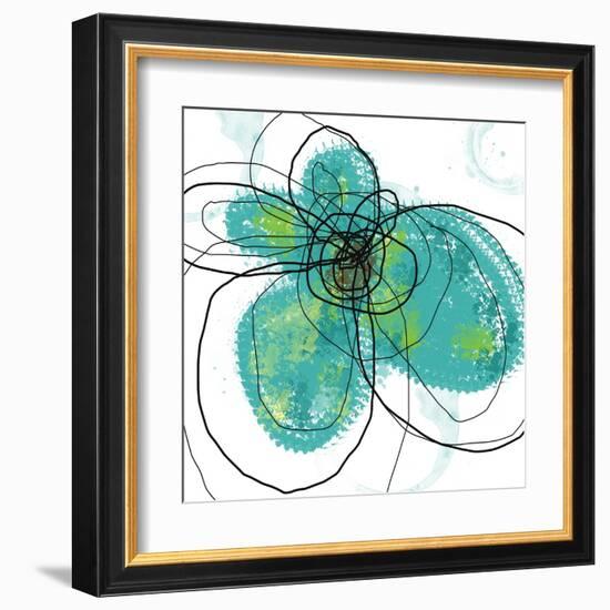 Aqua Petals-Jan Weiss-Framed Art Print