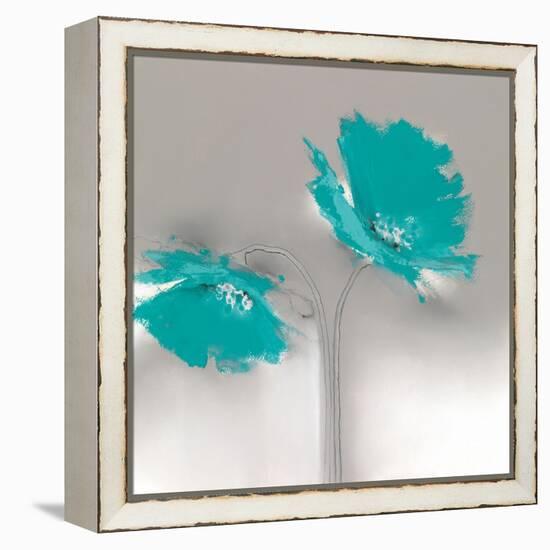 Aqua Platinum Petals II-J.P. Prior-Framed Stretched Canvas