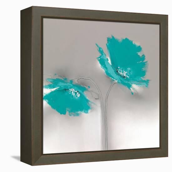 Aqua Platinum Petals II-J.P. Prior-Framed Stretched Canvas