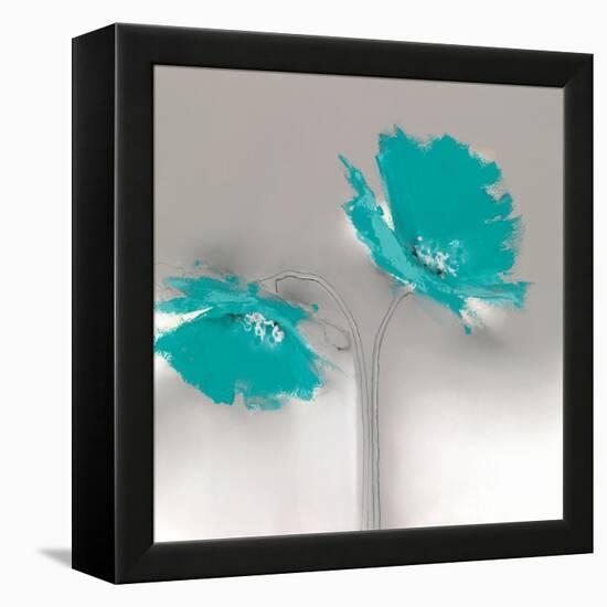 Aqua Platinum Petals II-J.P. Prior-Framed Stretched Canvas