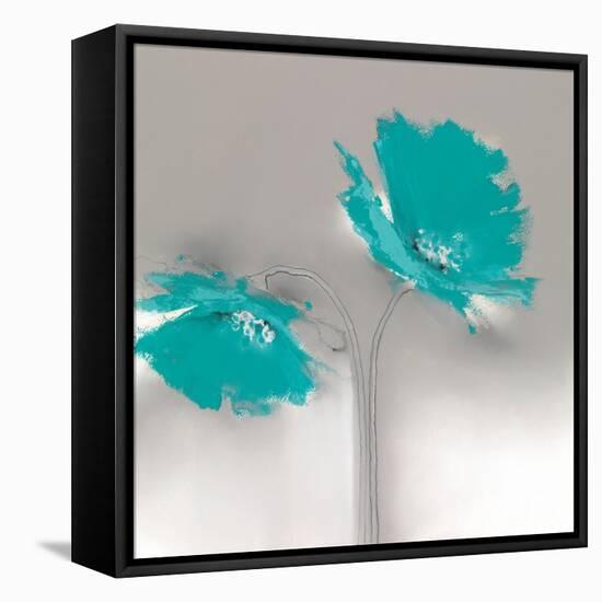 Aqua Platinum Petals II-J.P. Prior-Framed Stretched Canvas