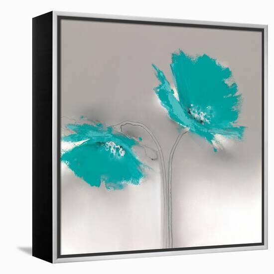 Aqua Platinum Petals II-J.P. Prior-Framed Stretched Canvas