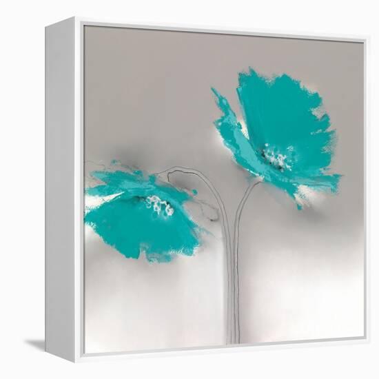 Aqua Platinum Petals II-J.P. Prior-Framed Stretched Canvas