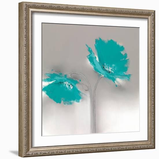 Aqua Platinum Petals II-J.P. Prior-Framed Art Print