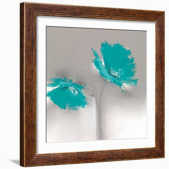 Aqua Platinum Petals II-J.P. Prior-Framed Art Print