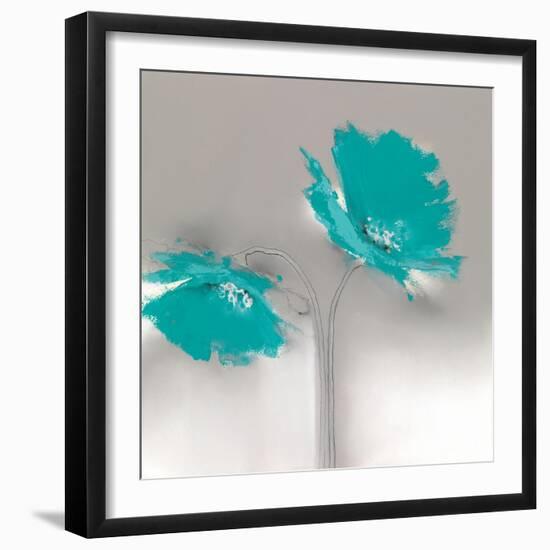Aqua Platinum Petals II-J.P. Prior-Framed Art Print