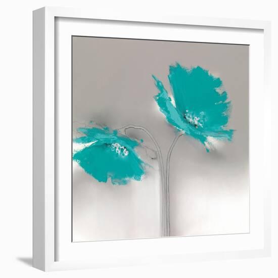 Aqua Platinum Petals II-J.P. Prior-Framed Art Print