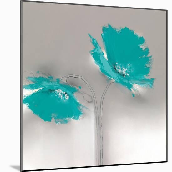 Aqua Platinum Petals II-J.P. Prior-Mounted Art Print