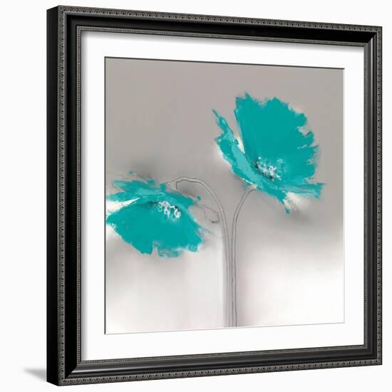 Aqua Platinum Petals II-J.P. Prior-Framed Art Print