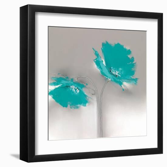 Aqua Platinum Petals II-J.P. Prior-Framed Art Print