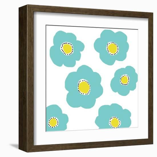 Aqua Pop Flowers-Jan Weiss-Framed Art Print